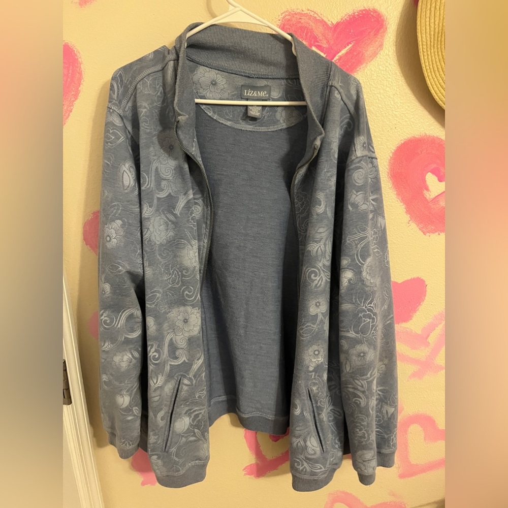 blue flower oversized jacket